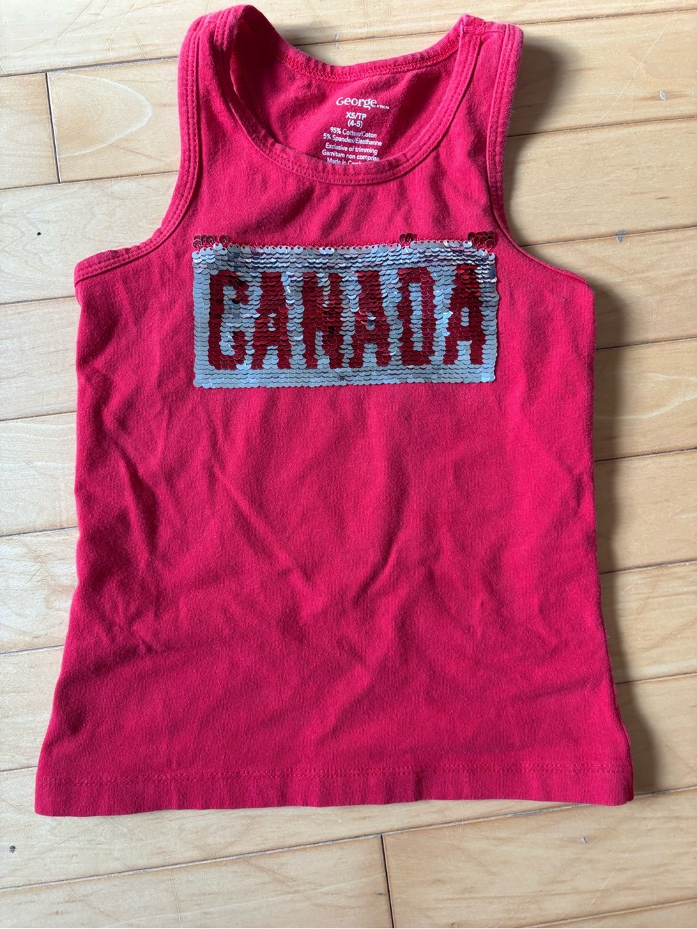George Red Kids Tank Top with Reversible Sequin CANADA Panel